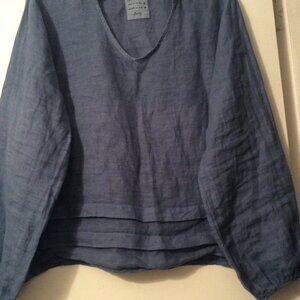 Francesca Bettini Denim Blue Linen Top – Size L
